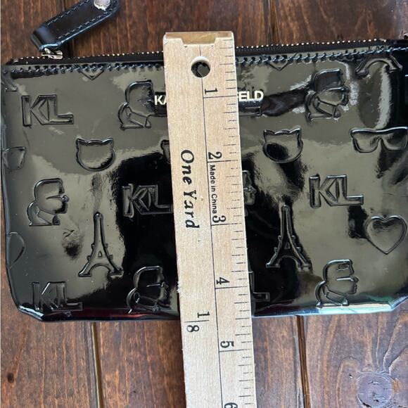 Karl Lagerfeld Black Embossed wristlet like new - Picture 6 of 7